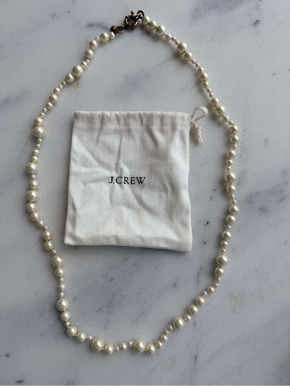 J. Crew Pearl Bead Necklace in Ivory and Gold-tone